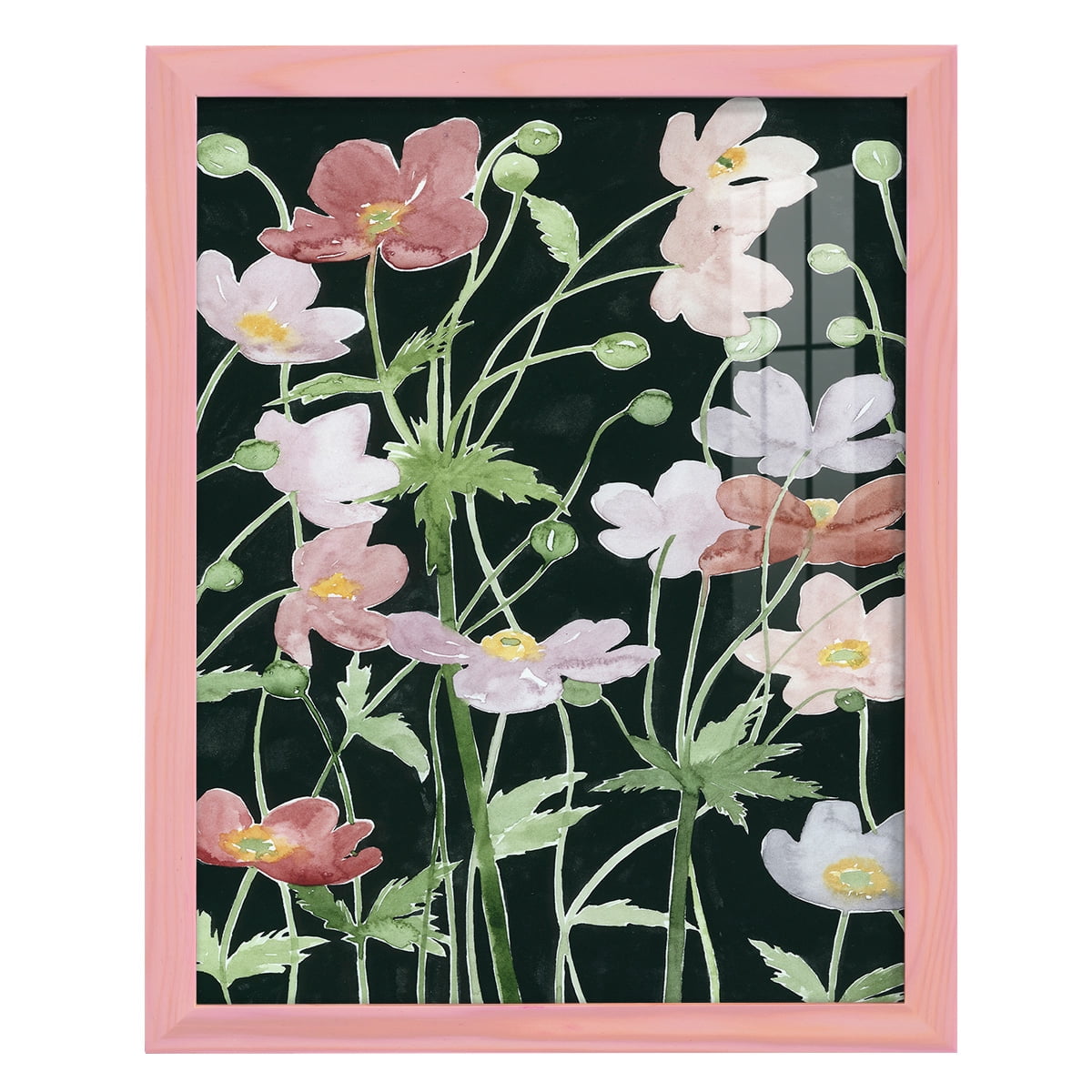 Anemone Dance III -Framed Print w/glass-Sunset Pink