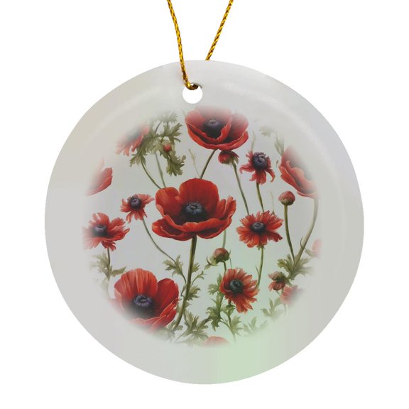 3drose, Anemone Floral Pattern Vector Cut Out, Circle Porcelain Ornament