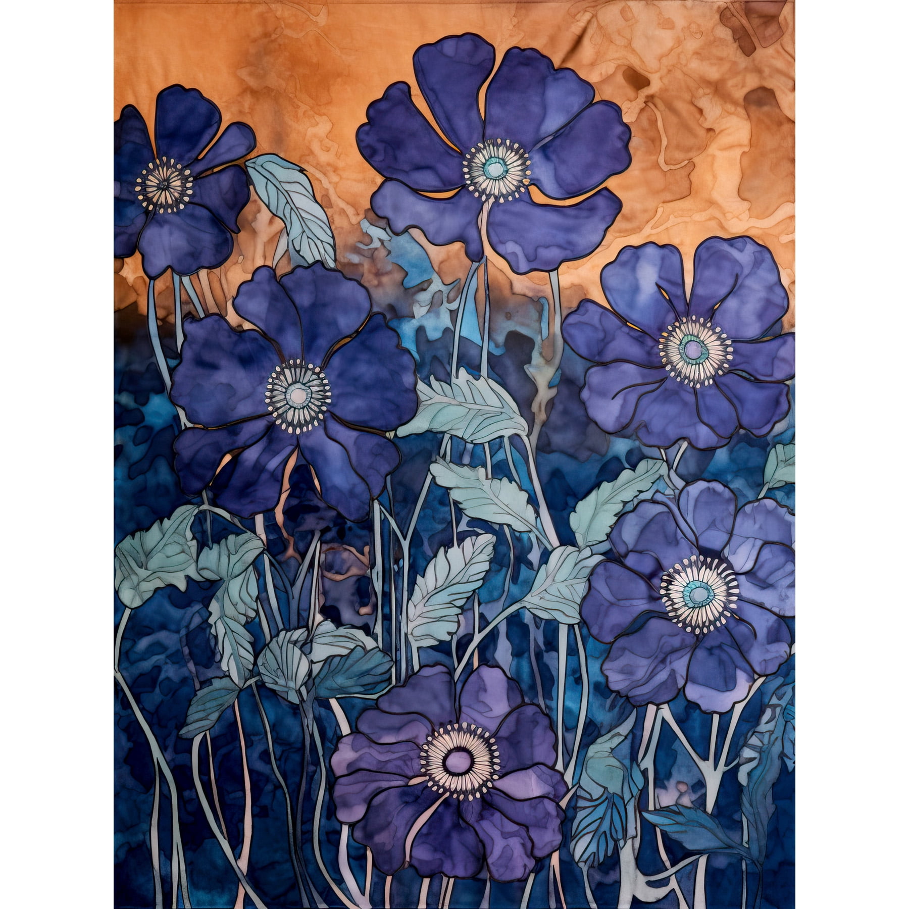 Anemone-Flower-Blue-and-Amber-