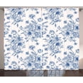 thumbnail image 1 of Ambesonne Anemone Flower Curtains 2 Panel Set, Blue Floral Corsage, 108" x 90", Night Blue White, 1 of 3
