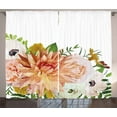thumbnail image 1 of Ambesonne Anemone Flower Curtains 2 Panel Set, Fresh Leaves, 108" x 84", Salmon Fern Green Khaki, 1 of 3