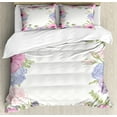 thumbnail image 1 of Anemone Flower Duvet Cover Set, Hand Drawn Framework with Fresh Summer Flora Bridal Wedding Theme, Decorative 3 Piece Bedding Set with 2 Pillow Shams, King Size, Pink Pale Blue Green, by Ambesonne, 1 of 3