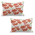 thumbnail image 1 of Anemone Flower Quilted Pillowcover Set of 2, Doodle Style Poppy Anemone Field in Full Blossom May Flowers, Standard Queen Size Pillow Cover Bedroom, 30" x 20", Orange White Lime Green, by Ambesonne, 1 of 1