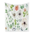 thumbnail image 1 of Anemone Flower Soft Flannel Fleece Throw Blanket, Floral Elements in Aquarelle Style Nature Foliage Botany Design, Cozy Plush for Indoor and Outdoor Use, 70" x 90", Multicolor, by Ambesonne, 1 of 5