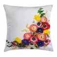 thumbnail image 1 of Anemone Flower Throw Pillow Cushion Cover, Festive Floral Composition with English Roses Fresh Buttercups and Herbs, Decorative Square Accent Pillow Case, 24 X 24 Inches, Multicolor, by Ambesonne, 1 of 2