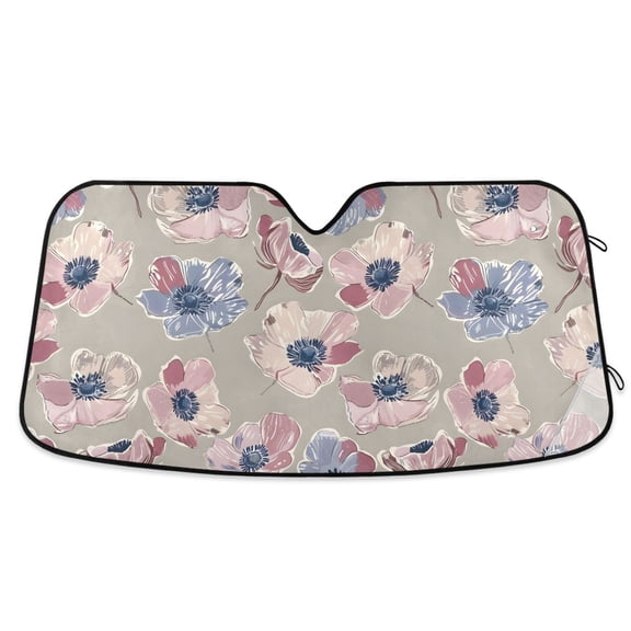 Anemone Flowers Car Windshield Sun Shade Foldable Car Front Window Visor Heat and UV Protection 53x23.5