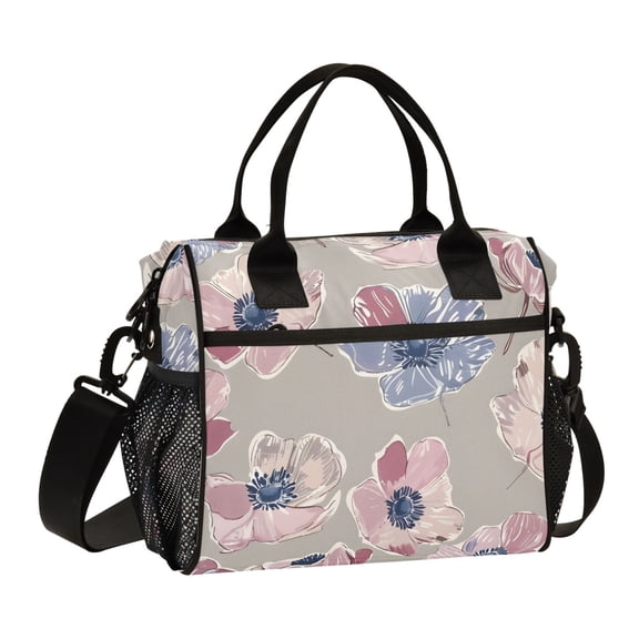 Anemone Flowers Lunch Bag Insulated Lunch Box Leakproof Reusable Cooler Tote Adjustable Shoulder Strap for Men Women 9L