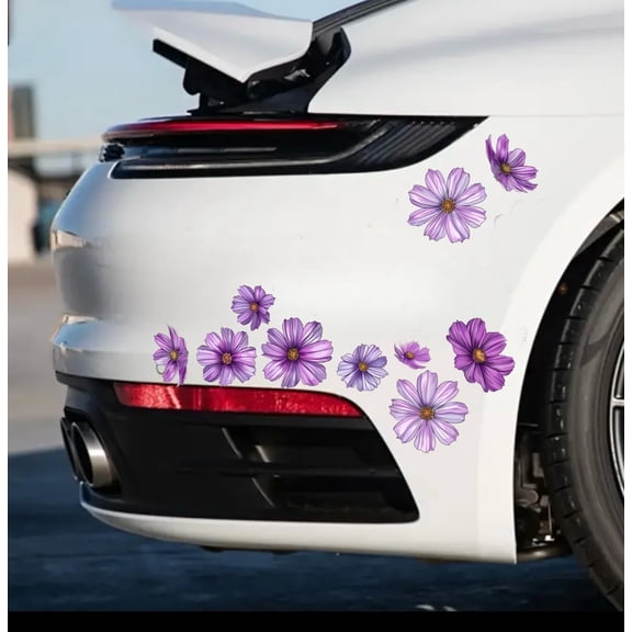 Anemone Purple Flowers Set for Car Decal Waterproof Vinyl Peel and Stick, Anemone Windflower Sticker Decal for Window Bumper Body Hood Bonnet, Flower Decorative Car Sticker (Anemone)