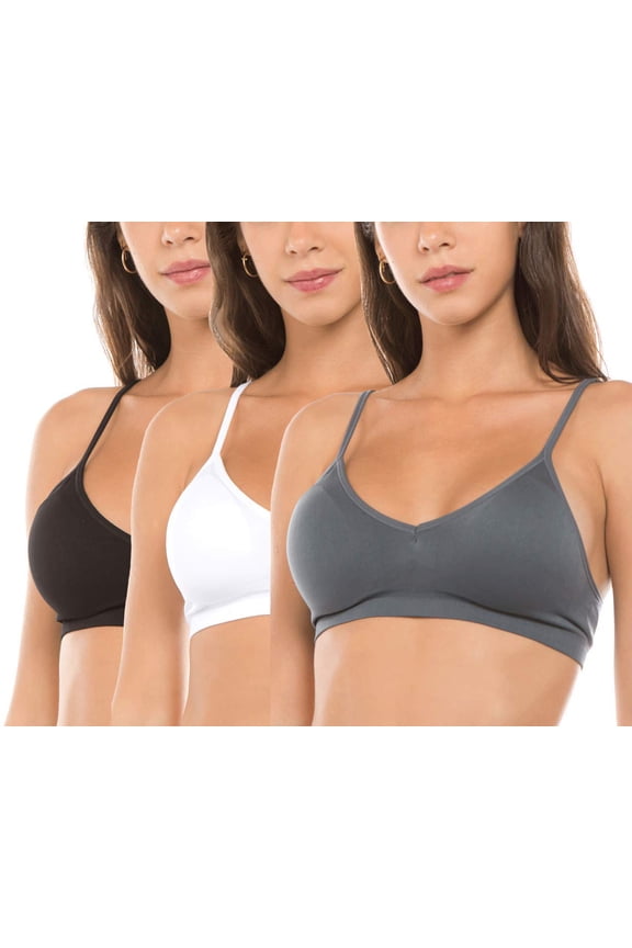 Women's Seamless V-Neck Padded Bralette with Adjustable Straps (One Size Fits All)