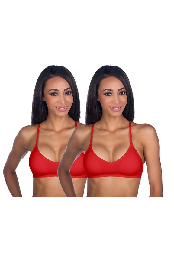 Women's Seamless V-Neck Padded Bralette with Adjustable Straps (One Size Fits All)