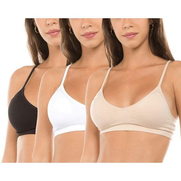 Anemone Women's Seamless V-Neck Padded Bralette with Adjustable Straps (One Size Fits All)