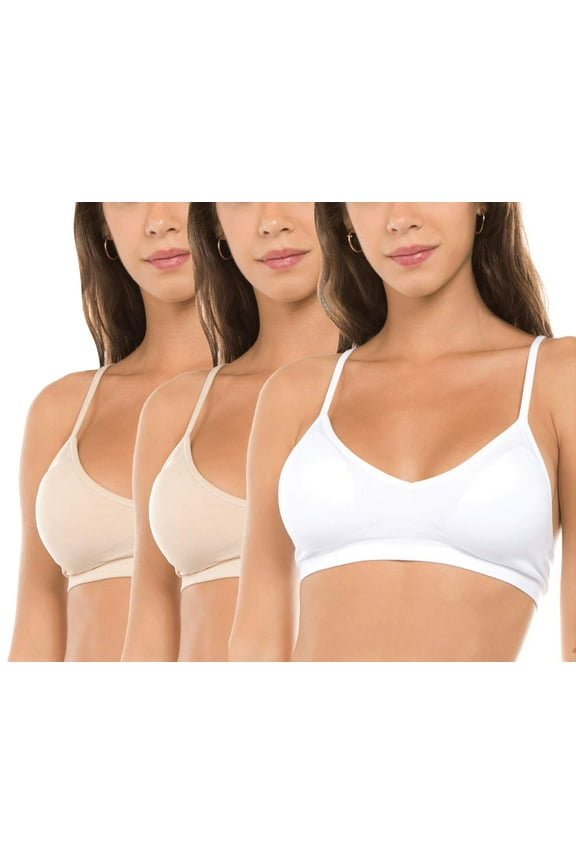 Women's Seamless V-Neck Padded Bralette with Adjustable Straps (One Size Fits All)