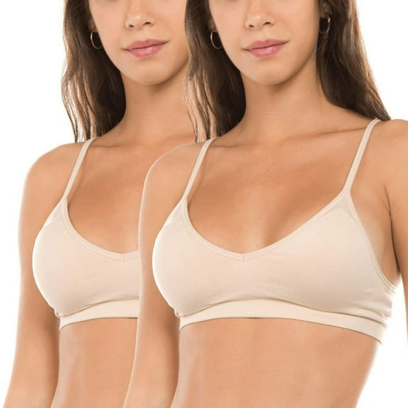 Anemone Women's Seamless V-Neck Padded Bralette with Adjustable Straps (One Size Fits All)