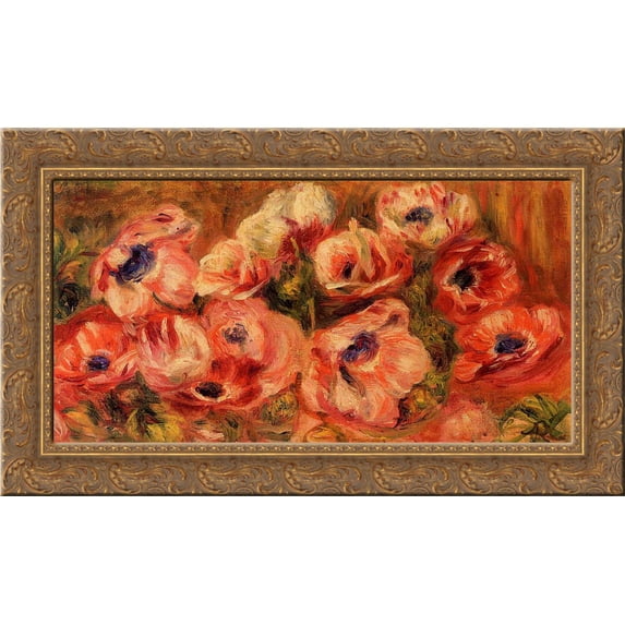 Anemones 24x17 Gold Ornate Wood Framed Canvas Art by Renoir, Pierre Auguste