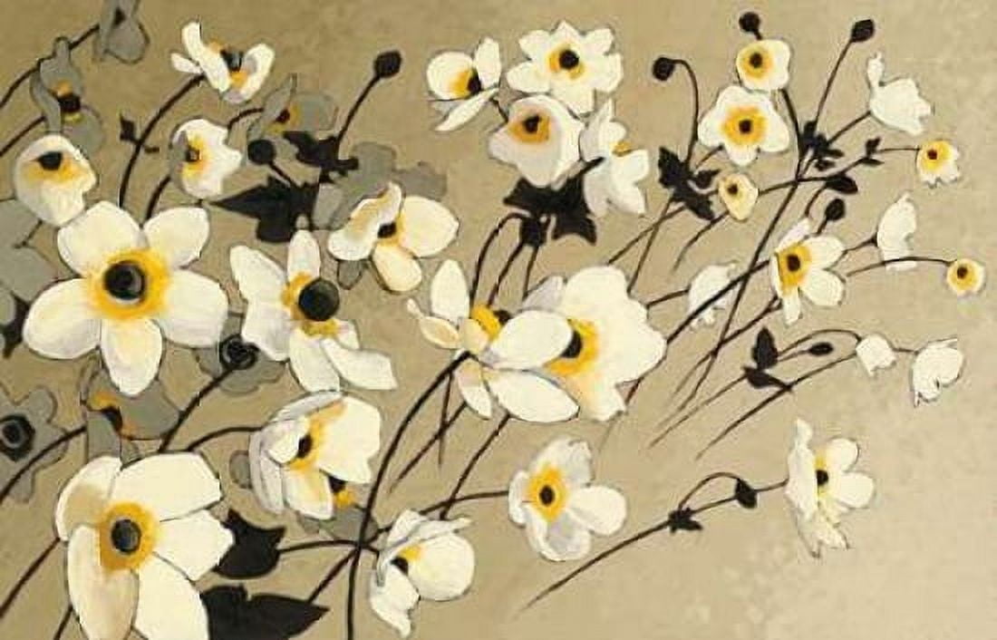 Anemones Japonaises Blancs Canvas Art - Shirley Novak (12 x 18)