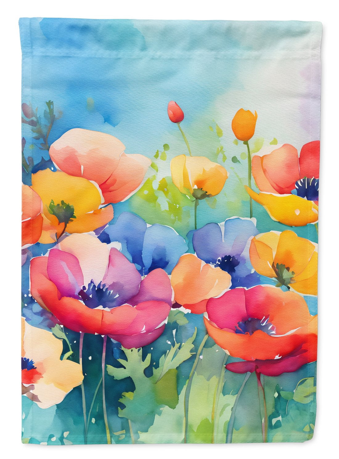 Anemones in Watercolor Garden Flag 11.25 in x 15.5 in