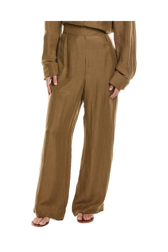 womens Linen-Blend Keaton Wide Leg Pant, XL