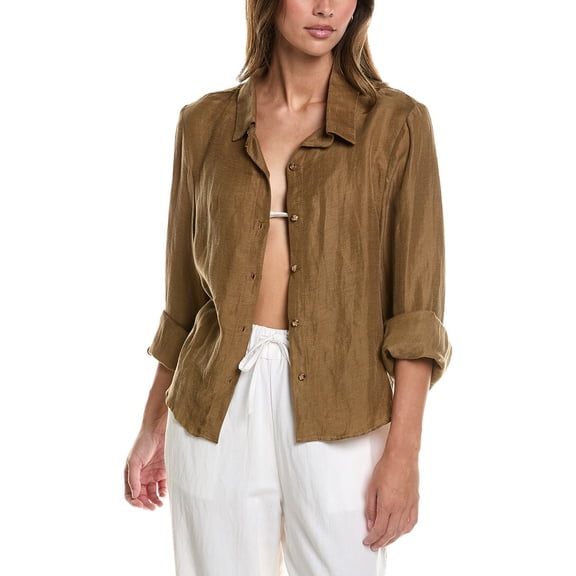 Anemos womens Linen-Blend Phillips Button-Down Shirt, XXL