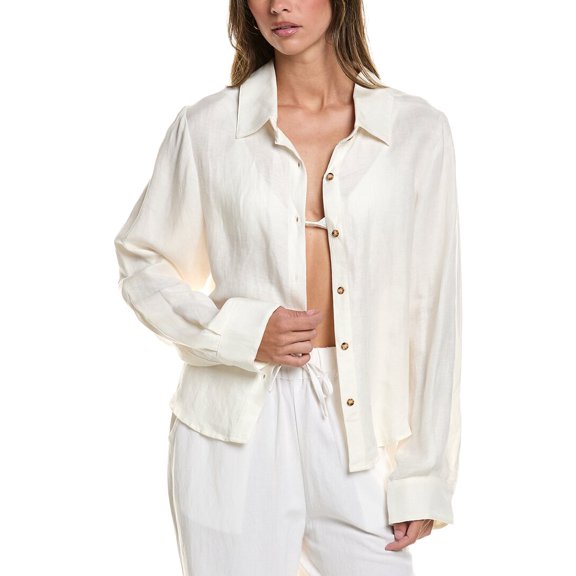 Anemos womens Linen-Blend Phillips Button-Down Shirt, m