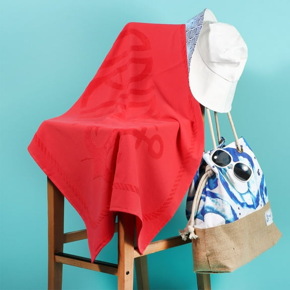 Anemoss Anchor Beach Towel  Red, 140x70 cm/27.5x55 inches