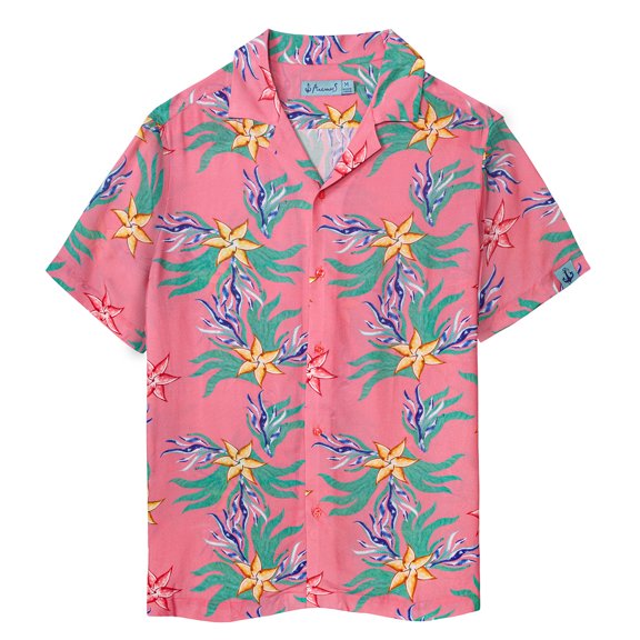Anemoss Coral Pattern Mens Boho Shirt 100% Viscose