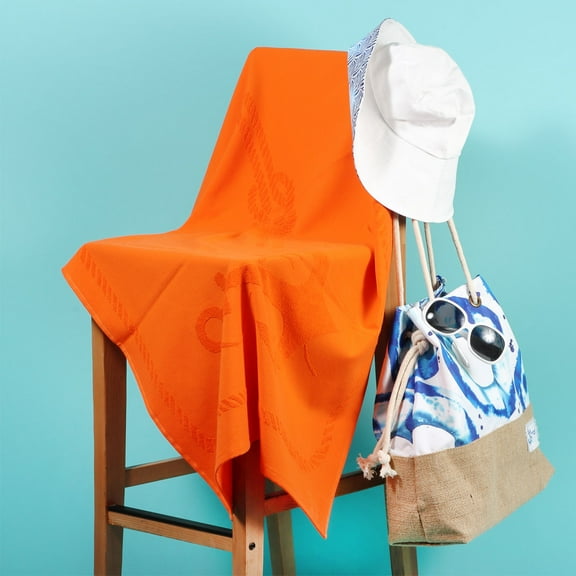 Anemoss Sail Beach Towel Orange, %100 Turkish Cotton,
