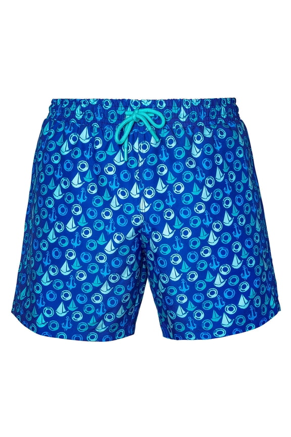 Sailing Men's Swim Short with Three Pockets, Mesh Inside, Elastic and Laced Waist