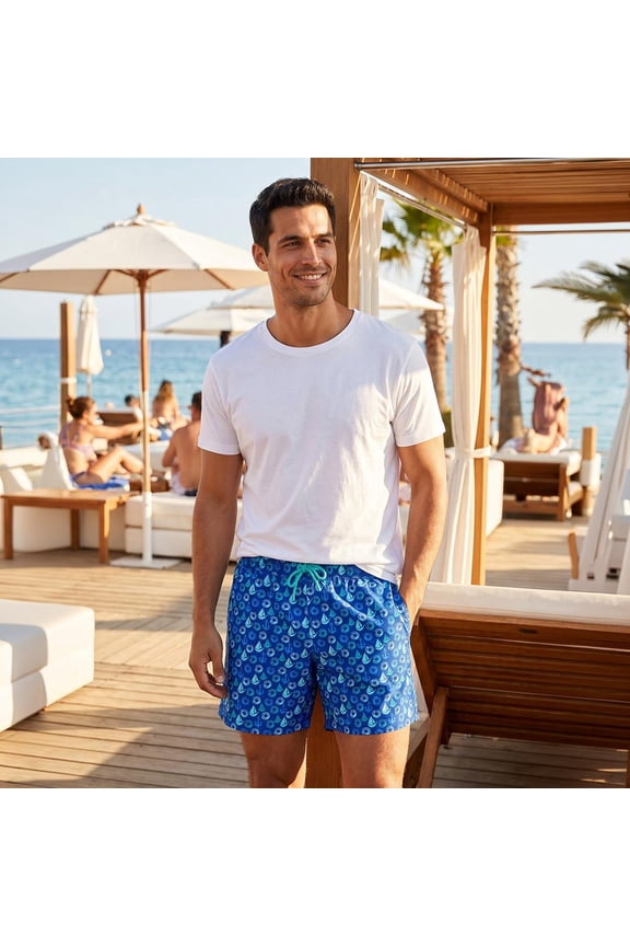 Sailing Men's Swim Short with Three Pockets, Mesh Inside, Elastic and Laced Waist
