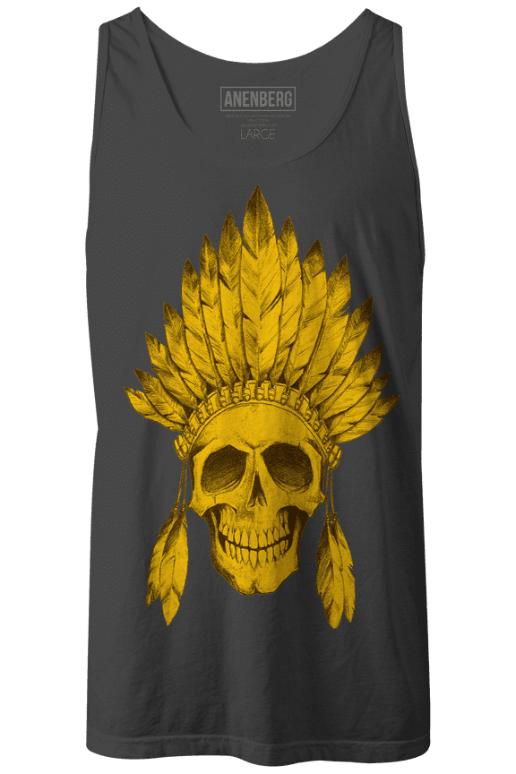 , Indian Classic American Made Mens Charcoal Tank Top