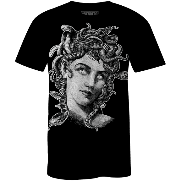 Anenberg, Medusa Classic American Made Mens Black Crew Neck Tee Shirt