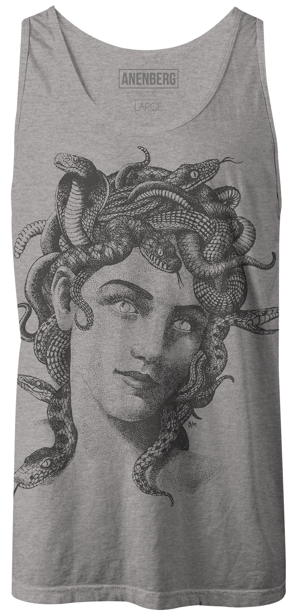 Anenberg, Medusa Classic American Made Mens Heather Gray Tank Top ...