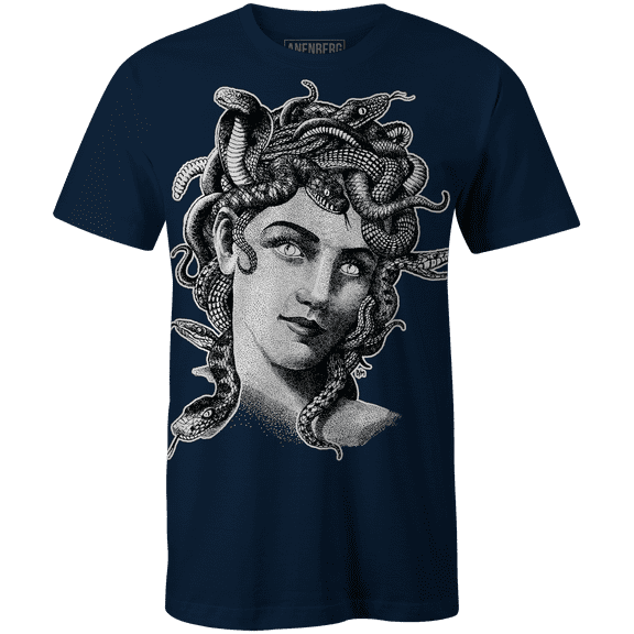 Anenberg, Medusa Classic American Made Mens Navy Crew Neck Tee Shirt