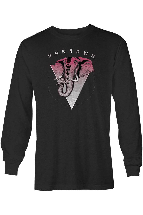 , Unknown Classic American Made Mens Charcoal Heather Crew Neck Long Sleeve Tee Shirt