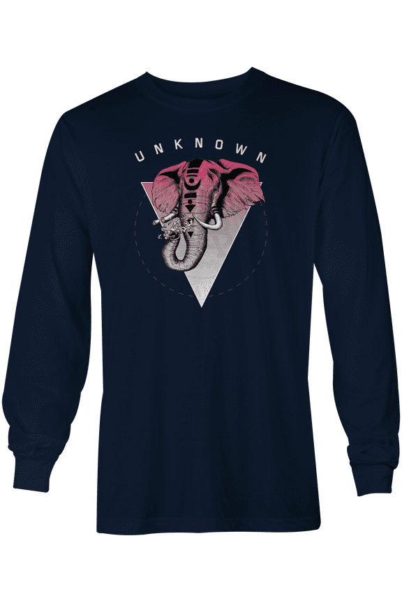 , Unknown Classic American Made Mens Navy Crew Neck Long Sleeve Tee Shirt