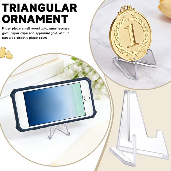Aneralied 12 Clear Acrylic Card Display Stands – Thick Trading Card Holders for Game Cards, Coins, Small Easels.