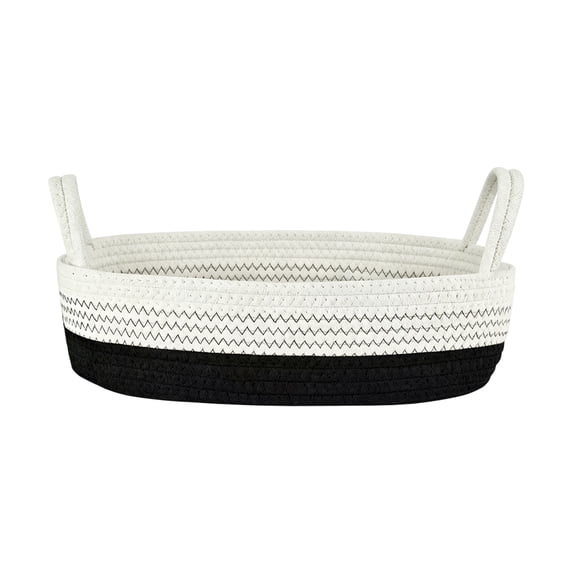 Aneralied Woven Storage Basket with Handle Boho Cotton Rope Bathroom Countertop Organizer Basket Bathroom Decor 13X6in