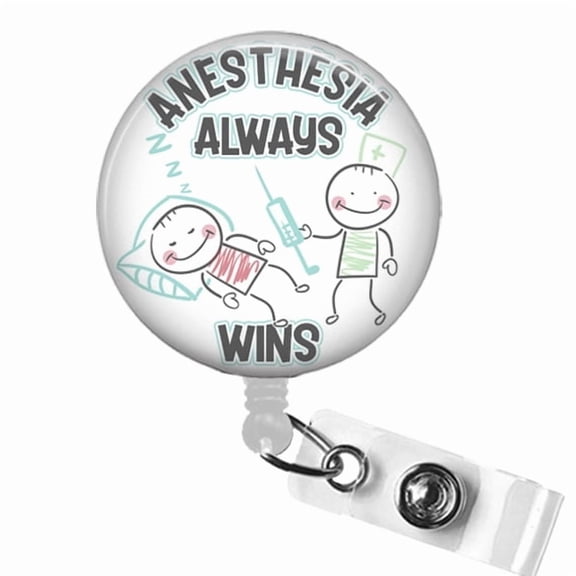 Anesthesia Always Wins Badge Reel, CRNA ID Holder, Anesthesia Tech, Surgical Tech, First Assist Gift | Scrapheart