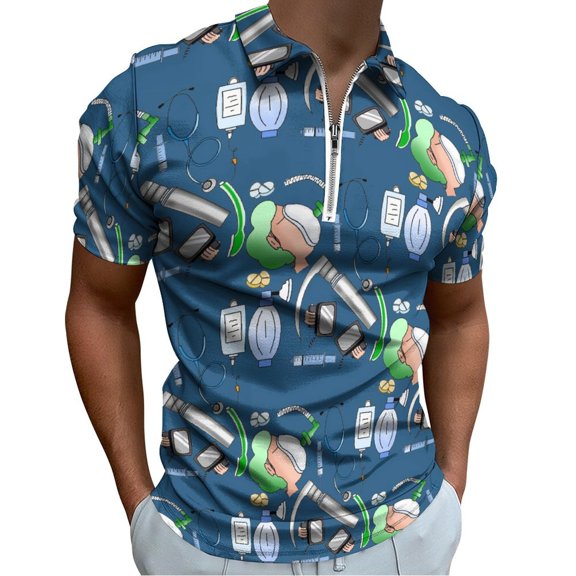 Anesthesia Men Zipper T-shirt Summer Casual Short Sleeve T-shirt Top