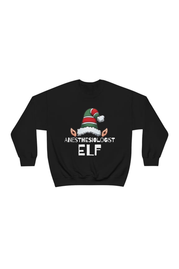 Anesthesiologist Elf Unisex Sweatshirt, S-2XL Christmas Medical School