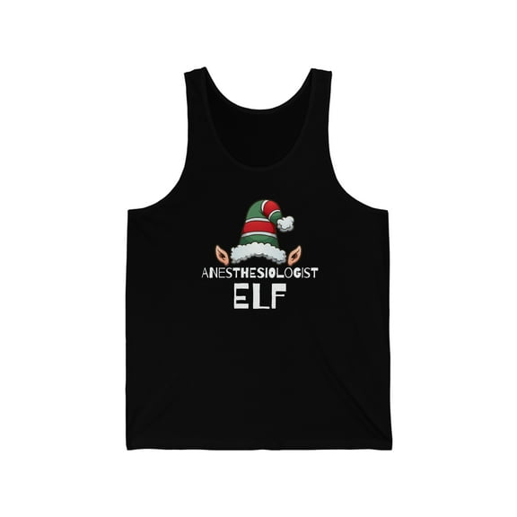 Anesthesiologist Elf Unisex Tank Top, XS-2XL Christmas Medical School Elves