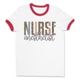 thumbnail image 1 of Anesthetist Nurse Leopard Print Ringer Tee Shirt Unisex X-Large White/Red, 1 of 5