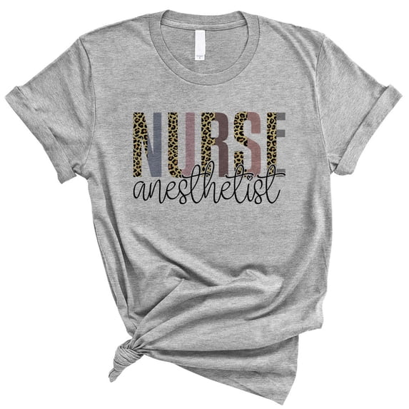 Anesthetist Nurse Leopard Print Shirt Unisex Large Grey