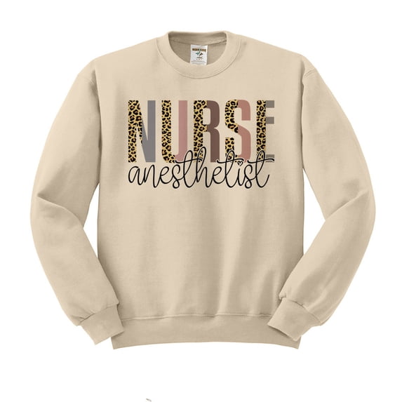 Anesthetist Nurse Leopard Print Sweatshirt Unisex Large Sand