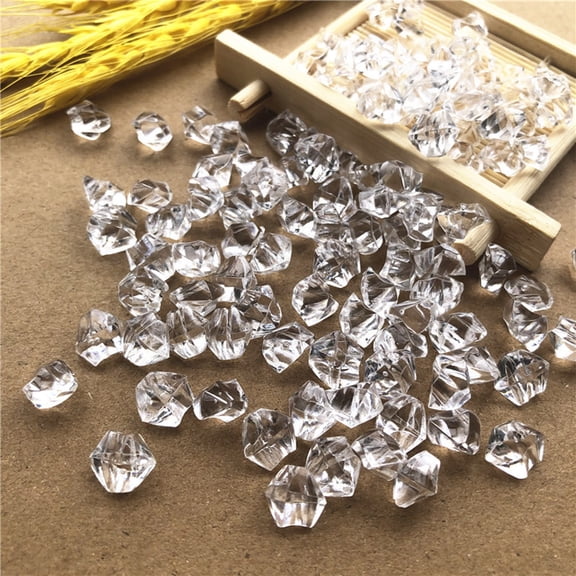Anewi Acrylic Crushed Ice Rocks, Fake Plastic Ice Cubes Diamonds Gems for Vase Fillers, Table Scatter, Wedding Event and Home Decoration, Clear, 200 PCS