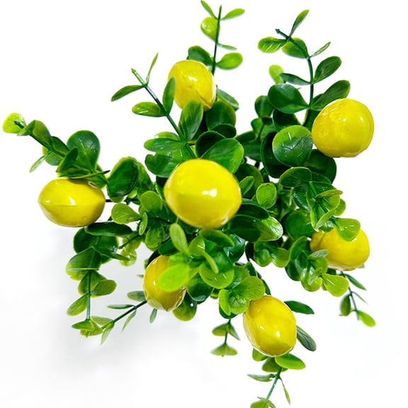 Anewi Artificial Lemon Branches, 12 Inch Realistic Faux Fruit Greenery Stems for Vases, Summer Kitchen Decor and Mediterranean Dining Table Centerpiece