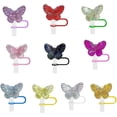 thumbnail image 1 of Anewi Butterfly Straw Cap, Reusable Silicone Straw Covers Toppers for Stanley Cups and Tumblers, Heat Resistant Dust Proof Protection Guard, Blaue 2pcs, 1 of 8