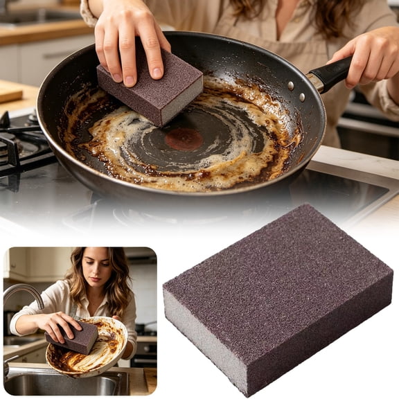 Anewi Carborundum Nano Emery Magic Sponge and Heavy Duty Rust Eraser, Multi-Use Kitchen Pot Cleaner Scouring Pads for Decontamination, 1-Piece