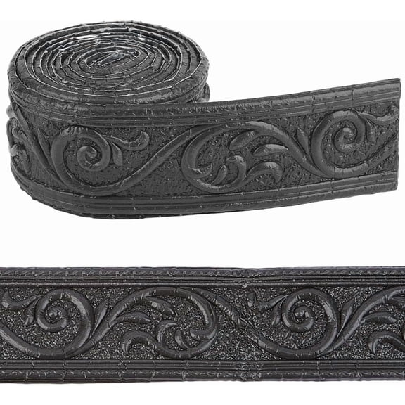 Anewi Crown Molding Peel and Stick, Flexible Wall Trim Border, Self Adhesive Mirror Frame Molding, 3D Foam Edging for Ceiling and Baseboard, Black, 1pc