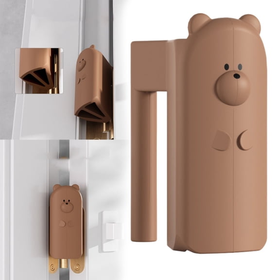 Anewi Door Pinch Guard and Hinge Cover, Hanging Silicone Anti Slam Stopper, Baby Proofing Guard to Keep Open and Stop Slamming, Brown 1 Piece