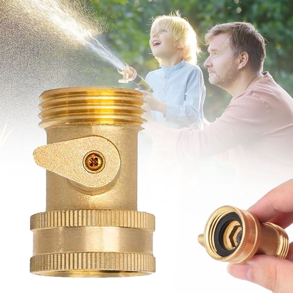 Anewi Garden Hose Shut Off Valve, Heavy Duty Solid Brass Water Hose Connector with Extended Handle, 3/4 Inch High Flow Threaded Ball Valve Attachment, 1-Pack